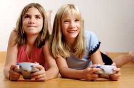 Girls playing video games