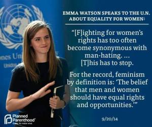 Emma Watson promoting feminism.